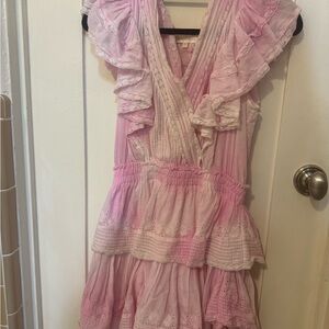 LoveShackFancy Pink Ruffled Tiered Sundress